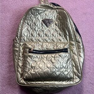 Baby Phat Gold Colored Backpack 11x14” Y2K Style Adjustable Straps Logo Design